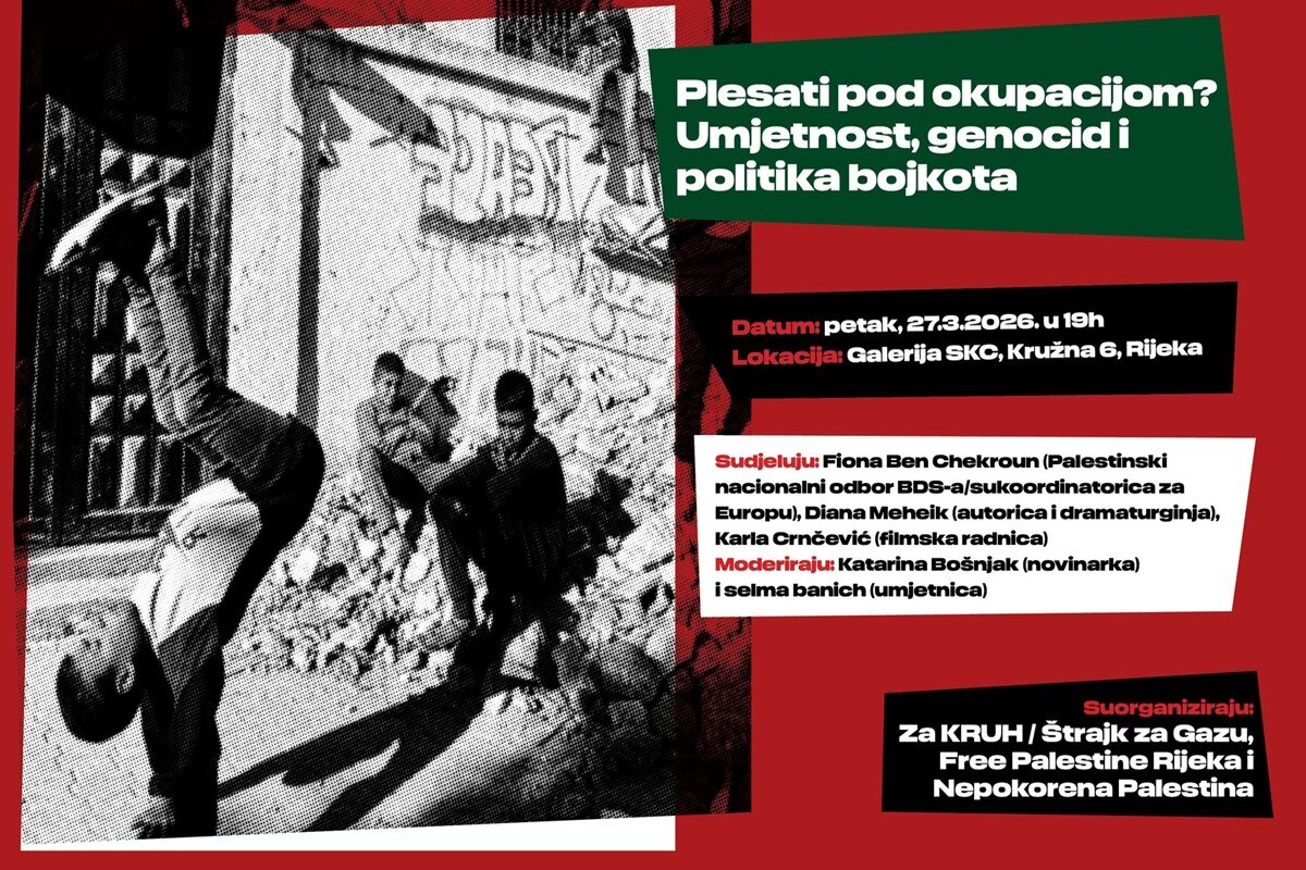 „Plesati pod okupacijom? Umjetnost, genocid i politika bojkota” u petak u Galeriji SKC