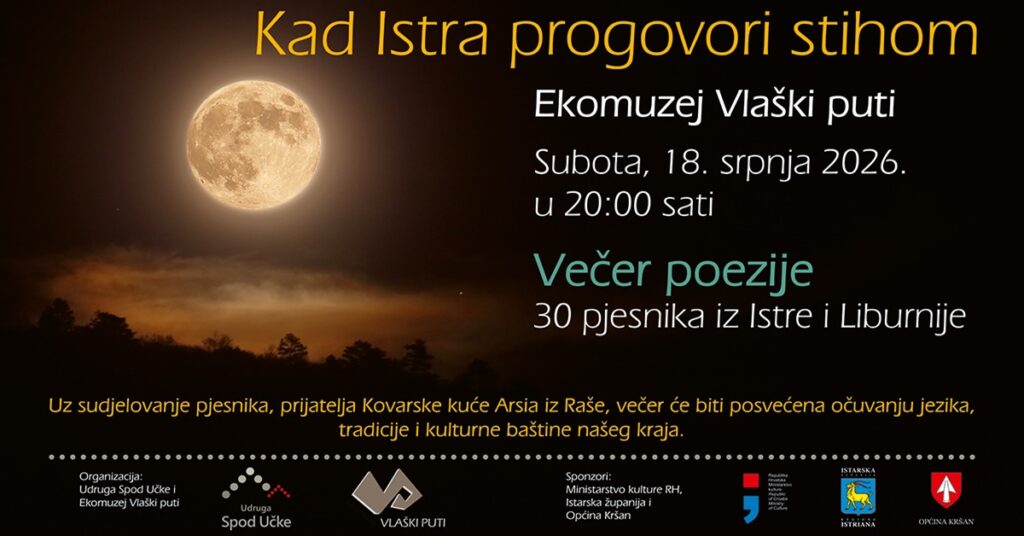 Kad Istra progovori stihom: pjesnička večer u Ekomuzeju Vlaški puti
